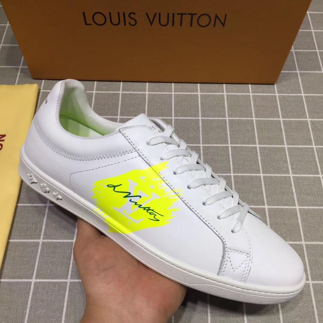 lv Perfect Quality Sneakers White and yellow LV chevron with white sole MS071051