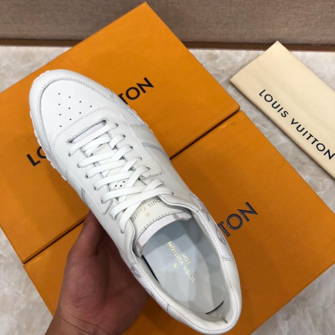 lv Perfect Quality Sneakers White and white Monogram print trim and white sole MS071059