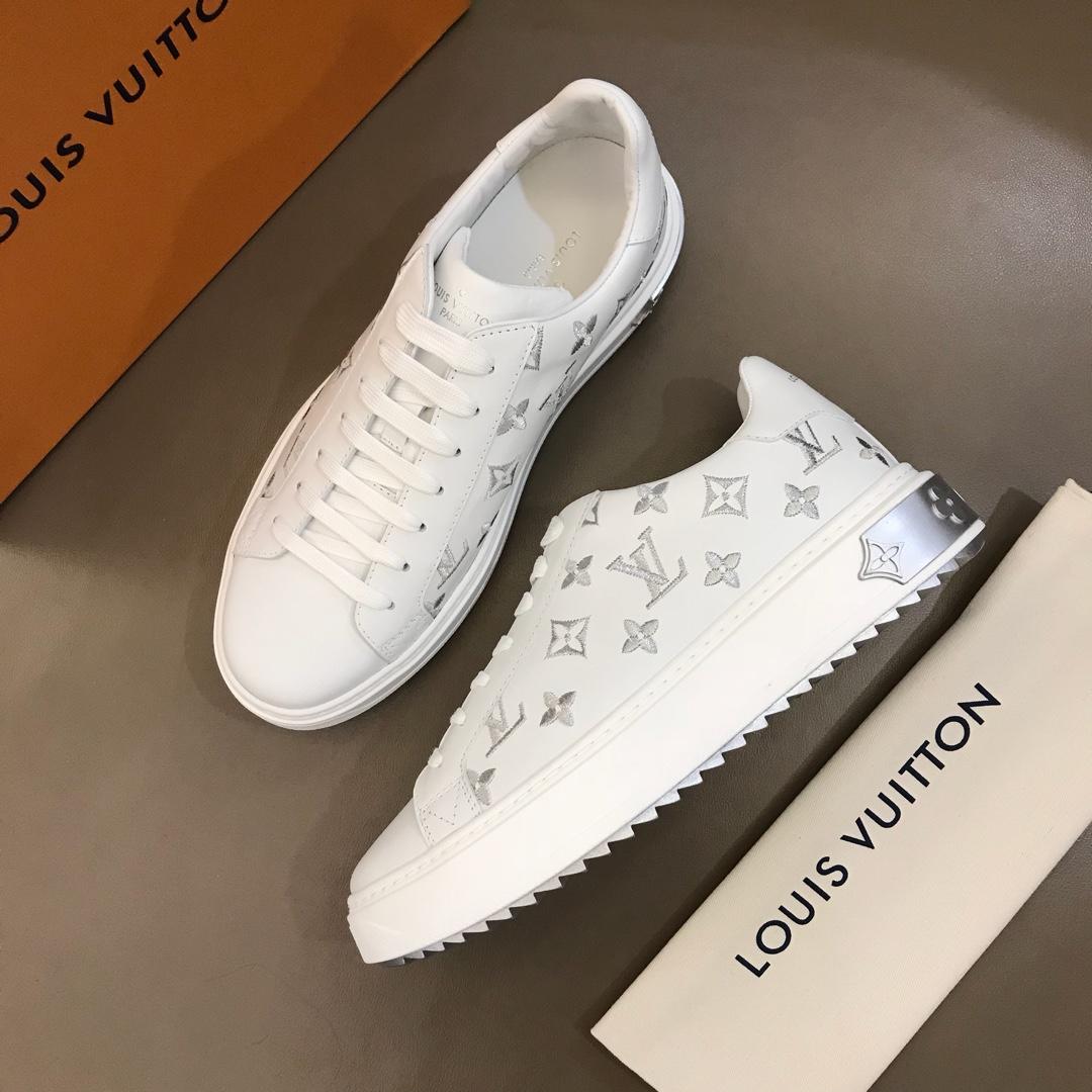 lv Perfect Quality Sneakers White and silver Monogram embroidery with white sole MS02847