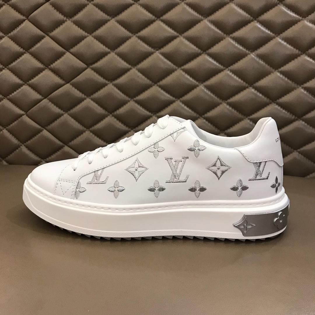 lv Perfect Quality Sneakers White and silver Monogram embroidery with white sole MS02847