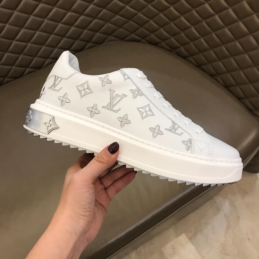 lv Perfect Quality Sneakers White and silver Monogram embroidery with white sole MS02847