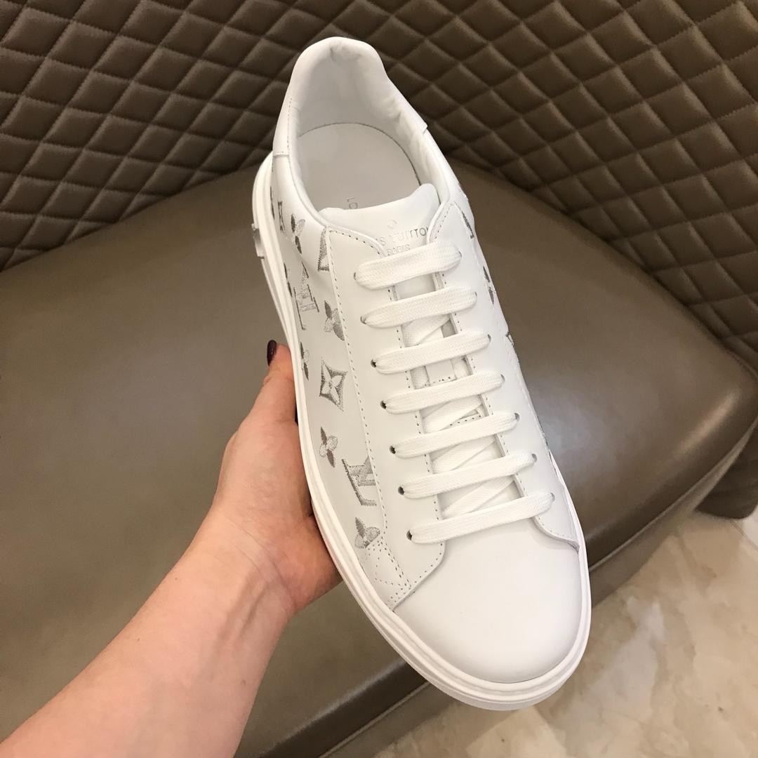 lv Perfect Quality Sneakers White and silver Monogram embroidery with white sole MS02847