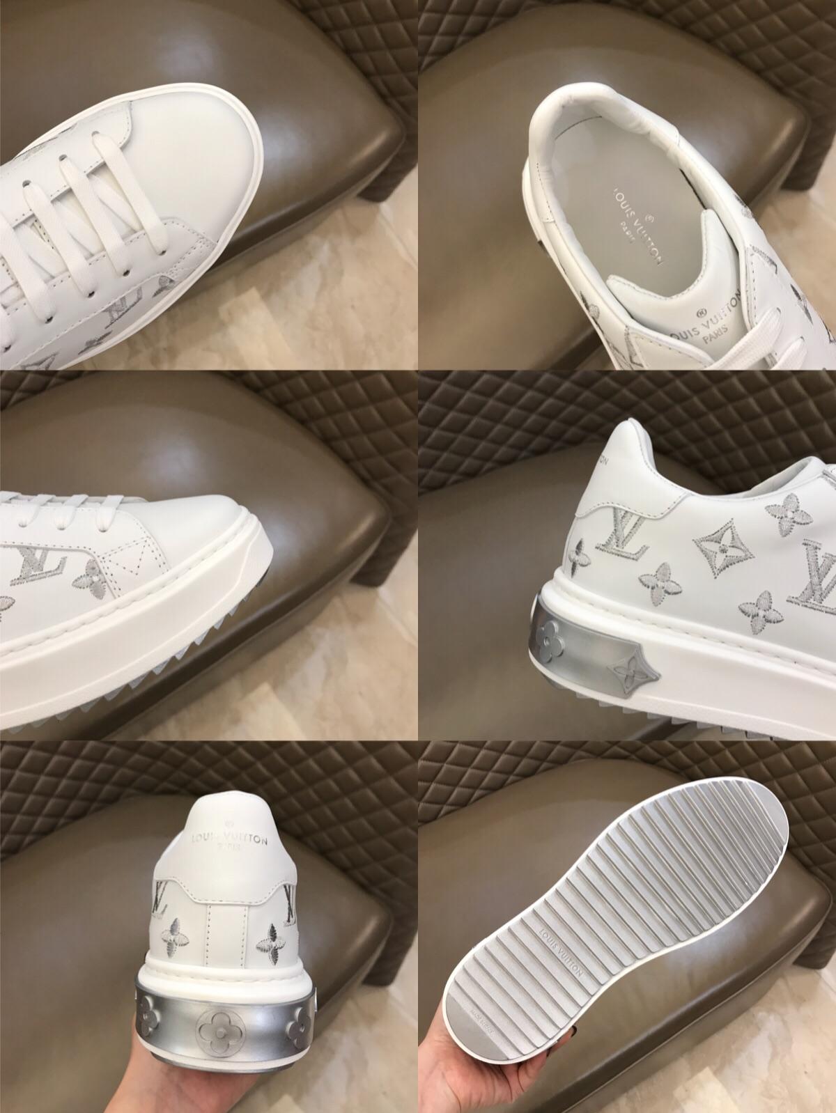 lv Perfect Quality Sneakers White and silver Monogram embroidery with white sole MS02847