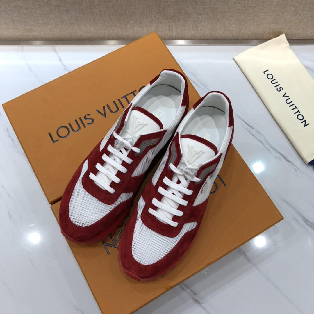 lv Perfect Quality Sneakers White and red suede with red soles MS071010