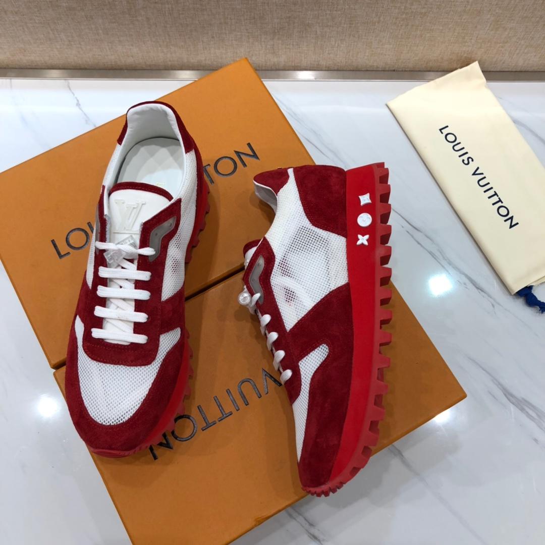 lv Perfect Quality Sneakers White and red suede with red soles MS071010