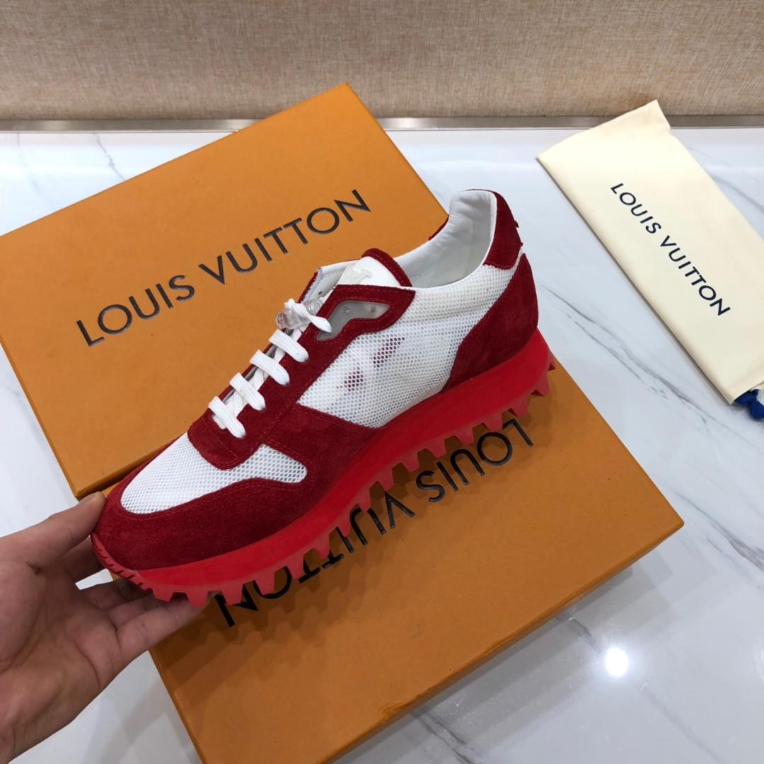 lv Perfect Quality Sneakers White and red suede with red soles MS071010