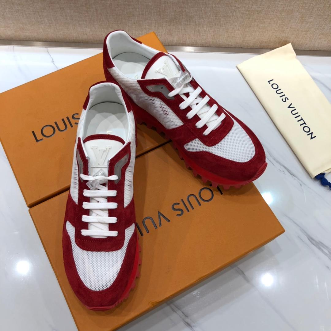 lv Perfect Quality Sneakers White and red suede with red soles MS071010