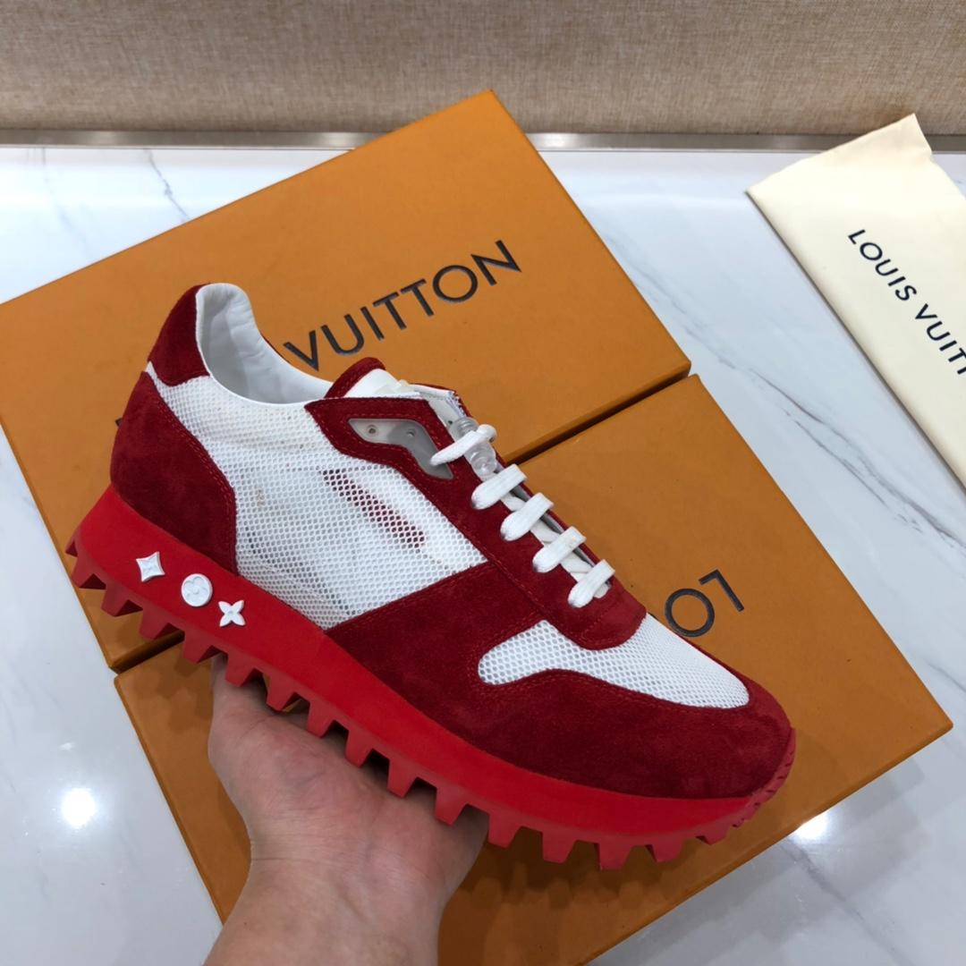 lv Perfect Quality Sneakers White and red suede with red soles MS071010