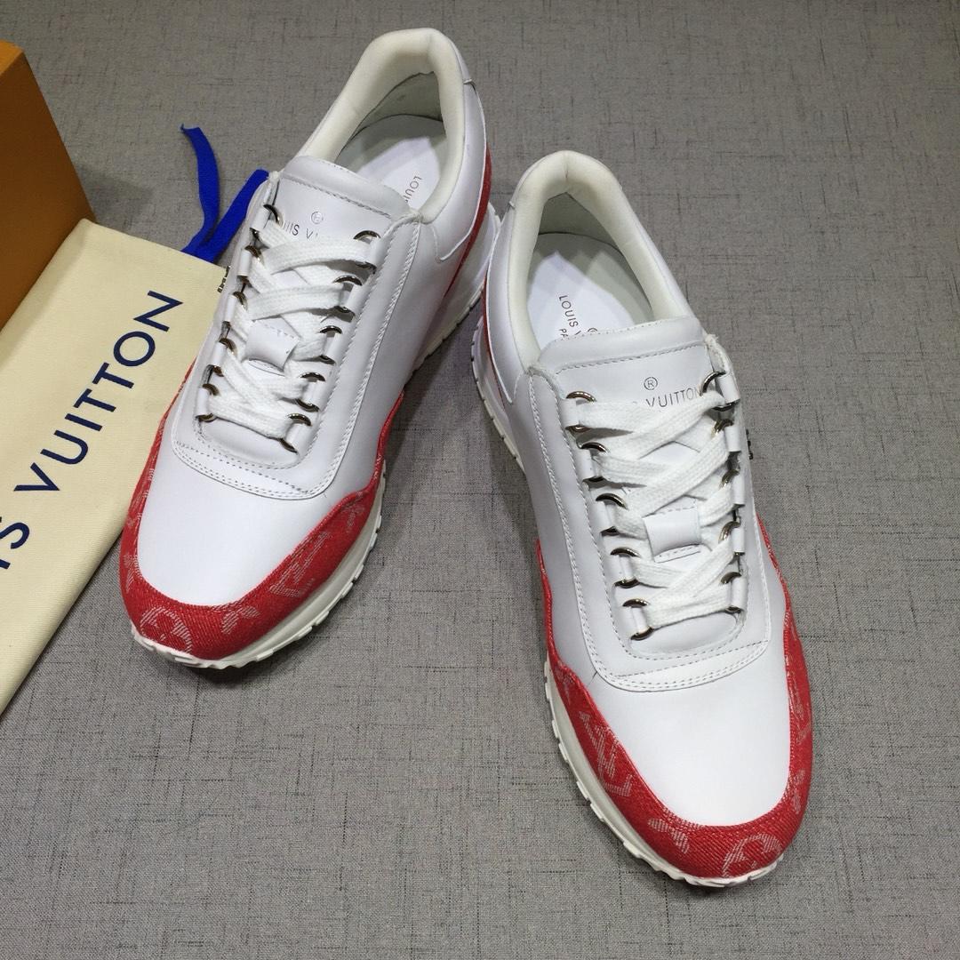 lv Perfect Quality Sneakers White and red Monogram detail with white sole MS071093