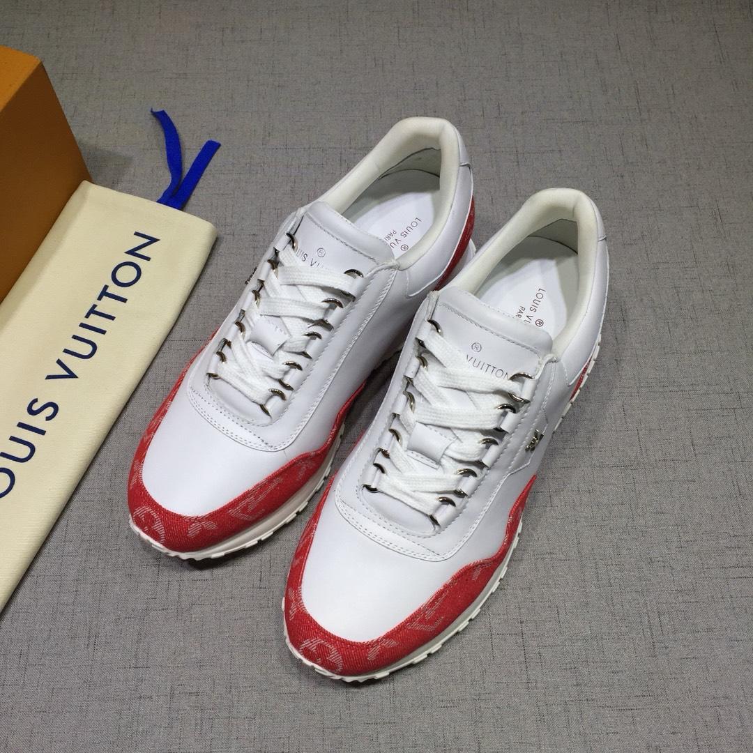 lv Perfect Quality Sneakers White and red Monogram detail with white sole MS071093