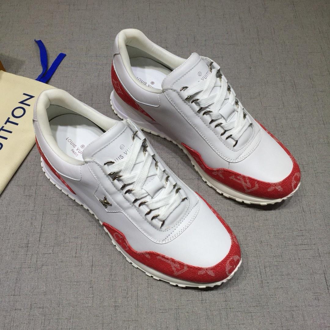 lv Perfect Quality Sneakers White and red Monogram detail with white sole MS071093