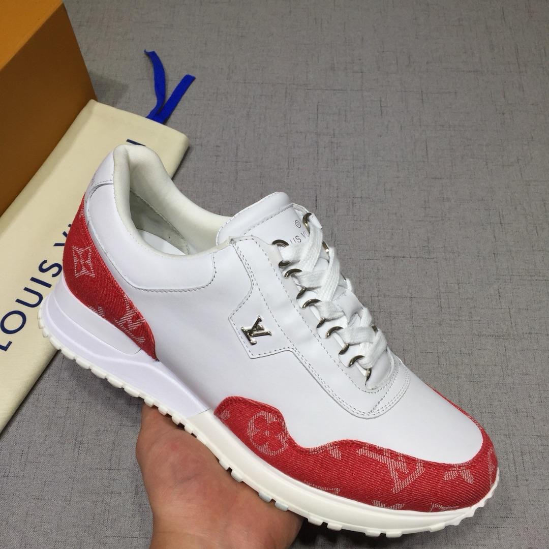 lv Perfect Quality Sneakers White and red Monogram detail with white sole MS071093