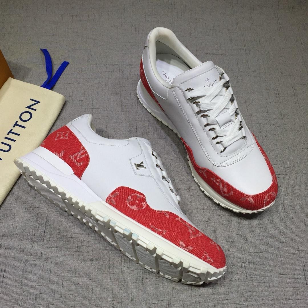 lv Perfect Quality Sneakers White and red Monogram detail with white sole MS071093