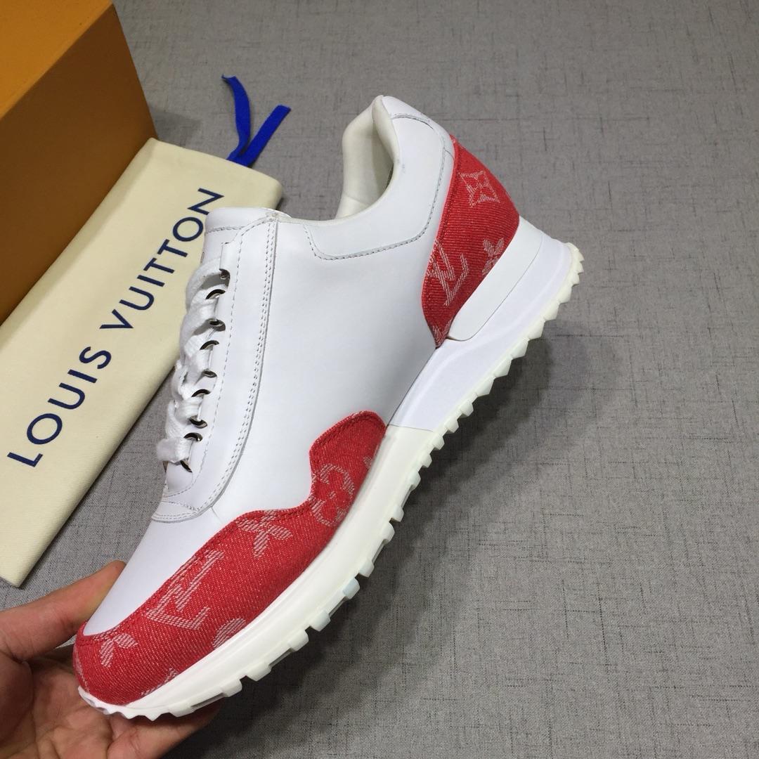 lv Perfect Quality Sneakers White and red Monogram detail with white sole MS071093