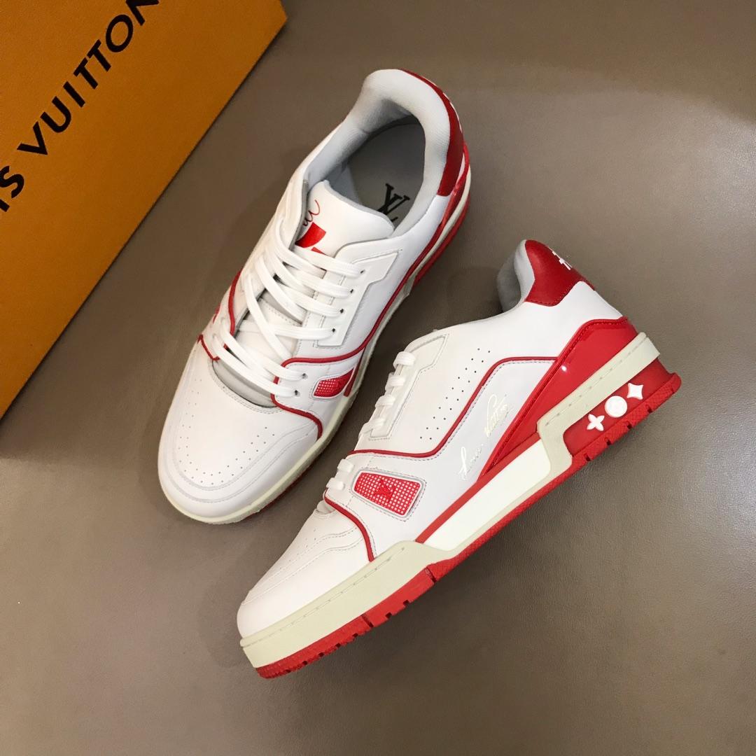 lv Perfect Quality Sneakers White and red details and white sole MS021033