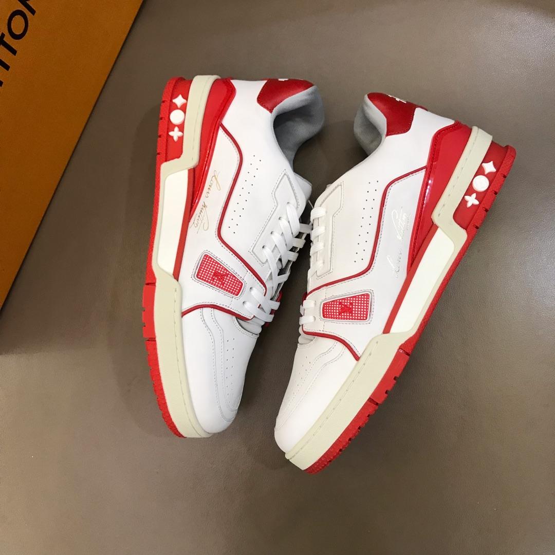 lv Perfect Quality Sneakers White and red details and white sole MS021033