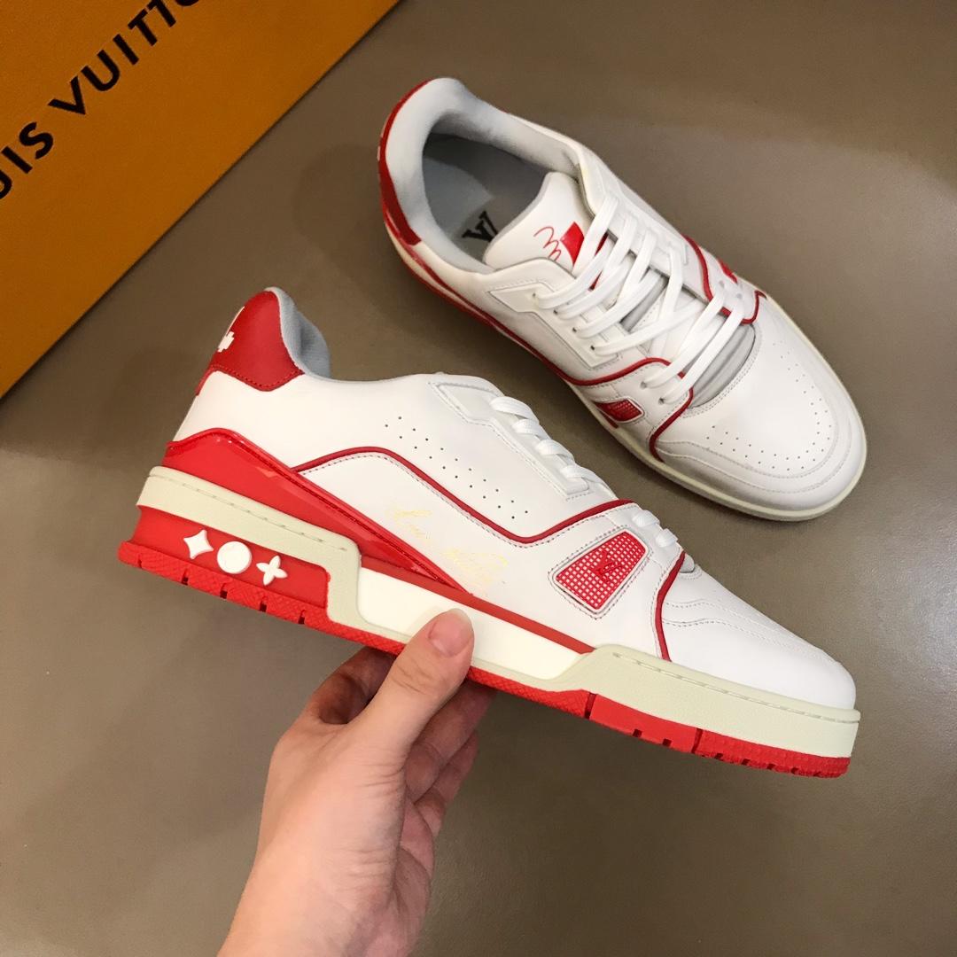 lv Perfect Quality Sneakers White and red details and white sole MS021033