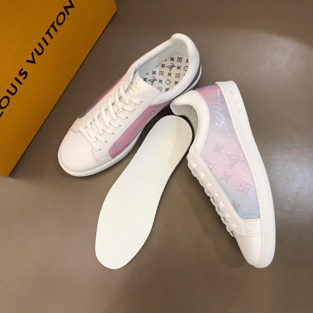 lv Perfect Quality Sneakers White and rainbow tones in Monogram fabric and white sole MS021024