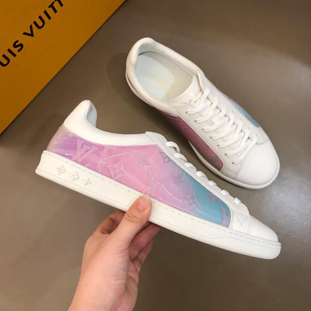 lv Perfect Quality Sneakers White and rainbow tones in Monogram fabric and white sole MS021024
