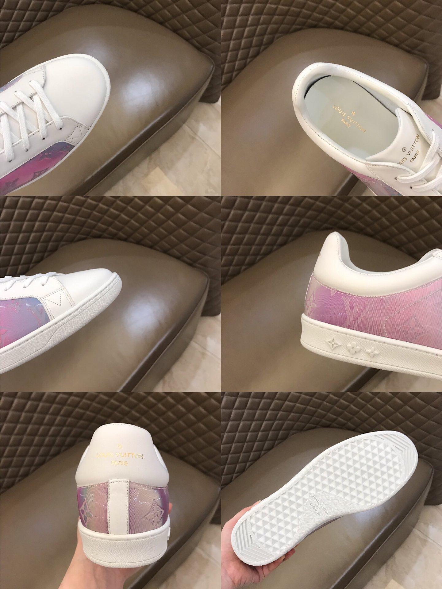 lv Perfect Quality Sneakers White and rainbow tones in Monogram fabric and white sole MS021024