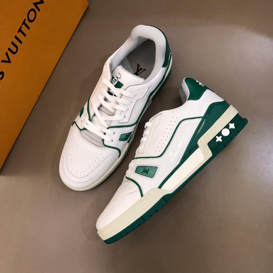 lv Perfect Quality Sneakers White and green details and white sole MS021032