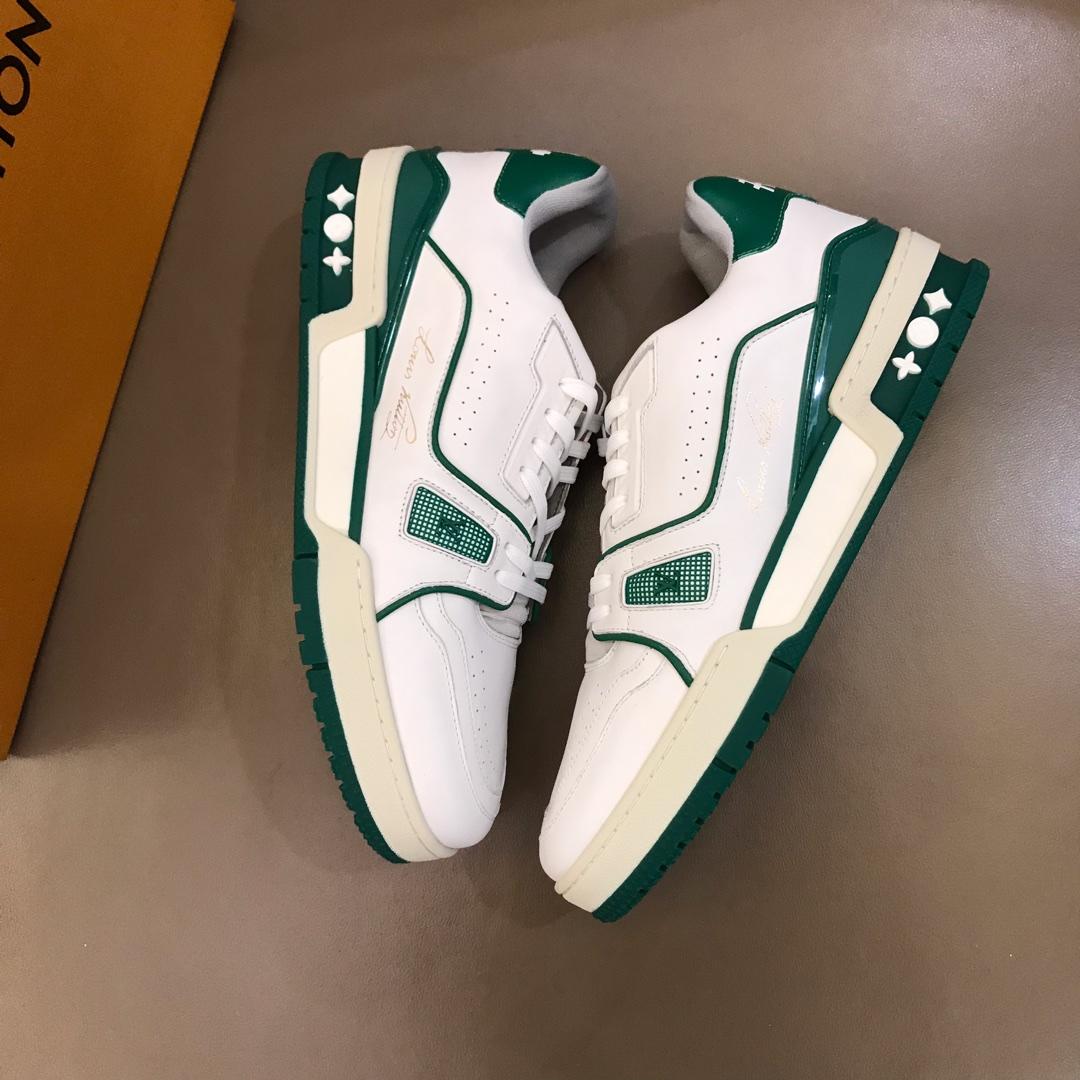 lv Perfect Quality Sneakers White and green details and white sole MS021032