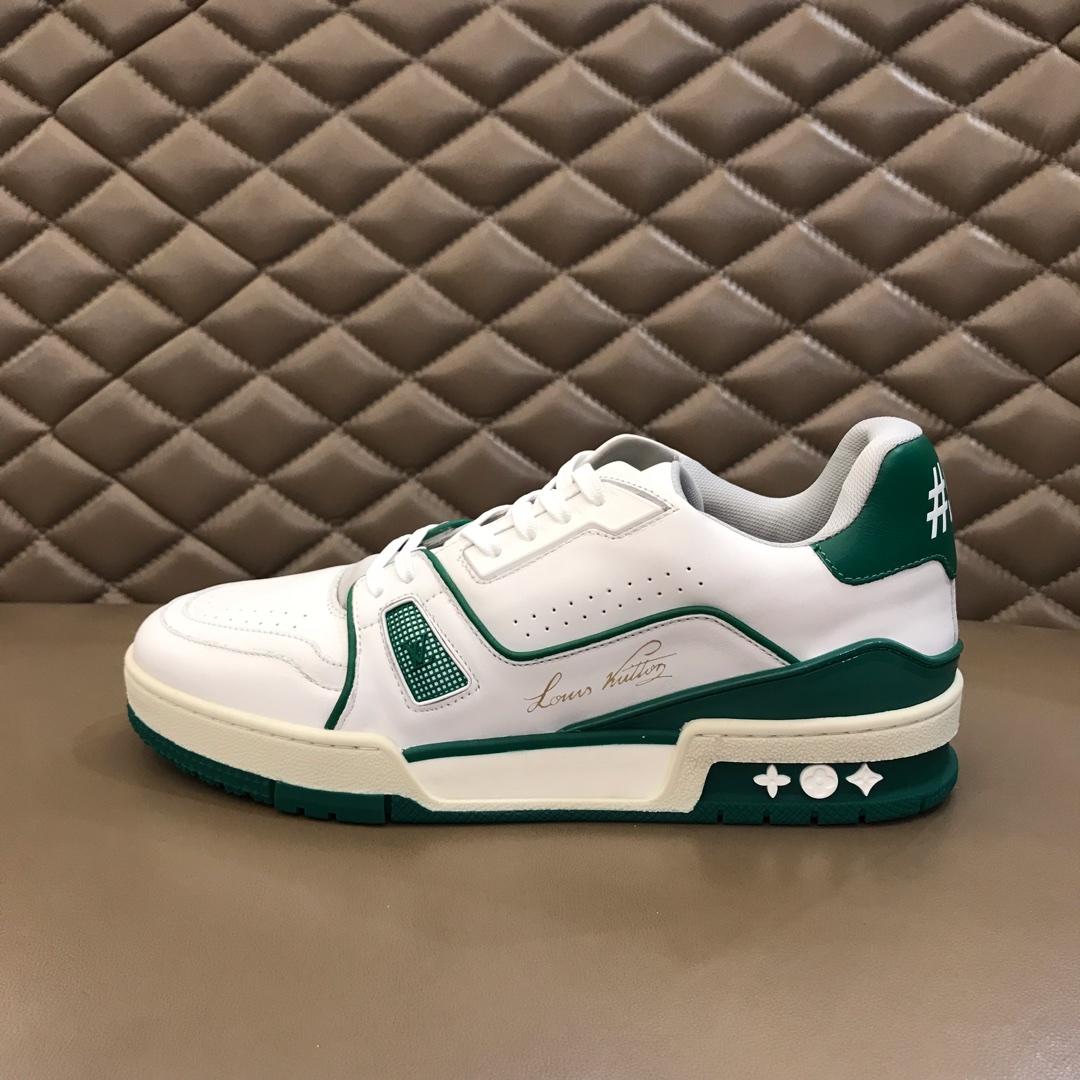 lv Perfect Quality Sneakers White and green details and white sole MS021032