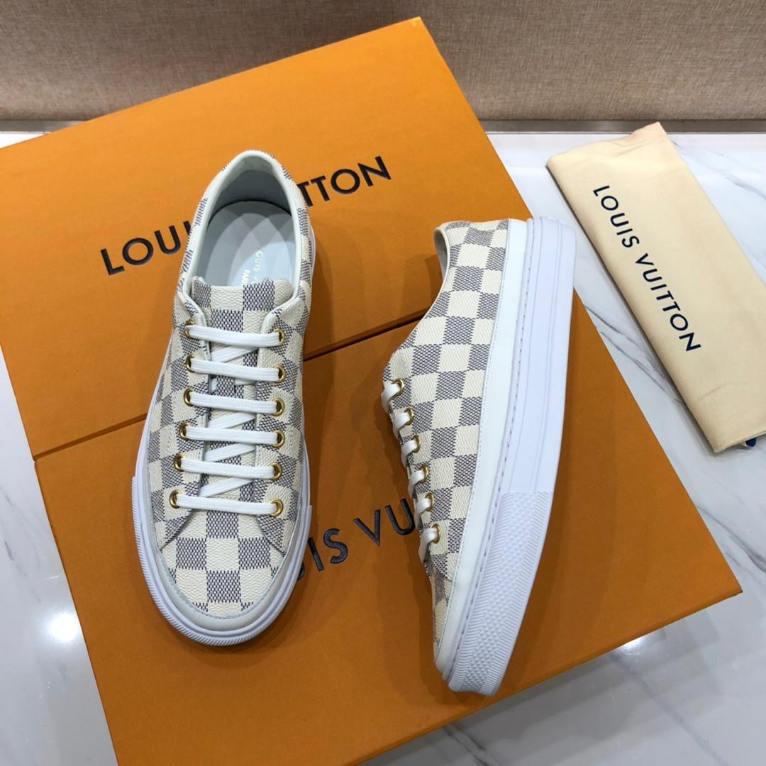 lv Perfect Quality Sneakers White and Damier Graphite print with white sole MS071068