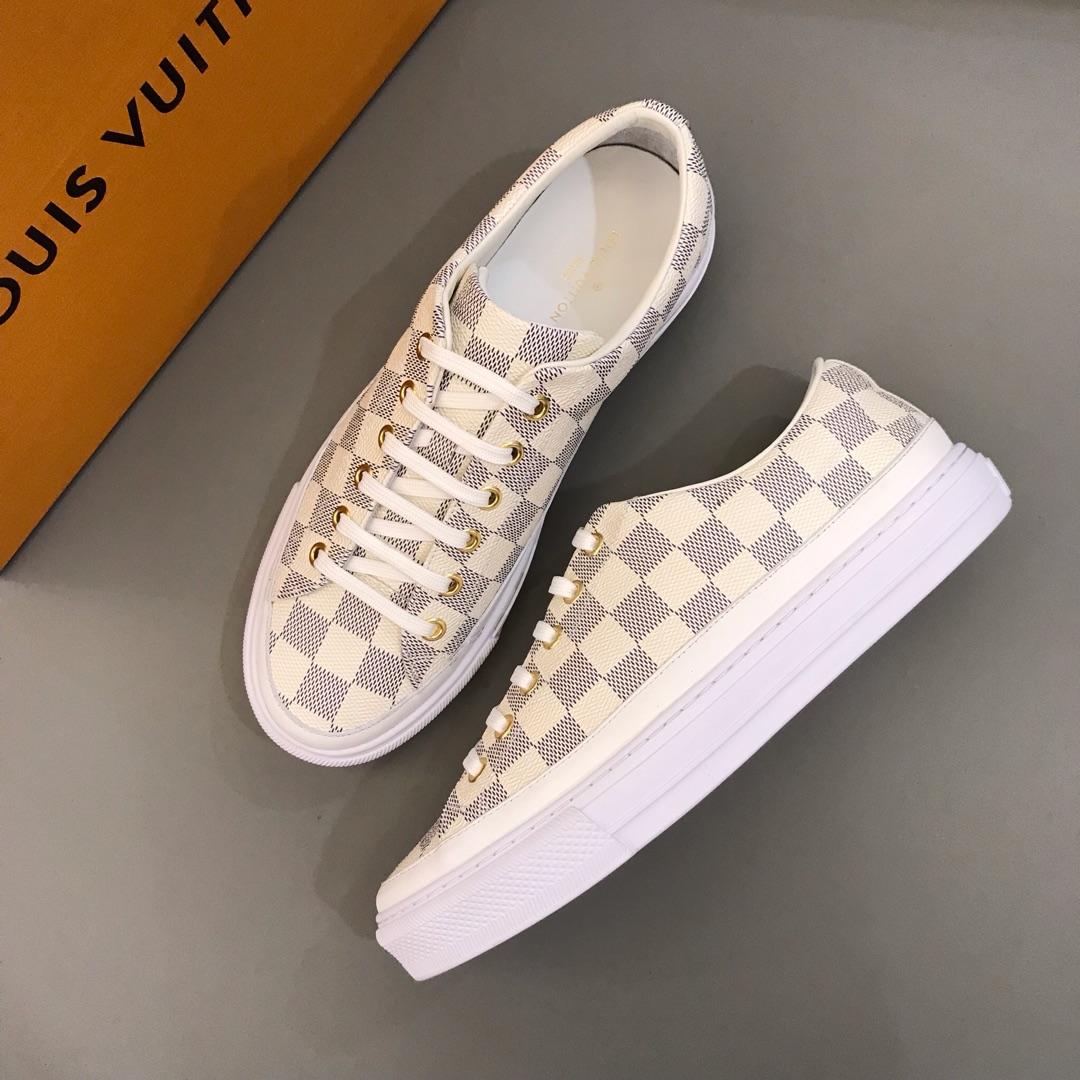 lv Perfect Quality Sneakers White and Damier Graphite print with white sole MS02845