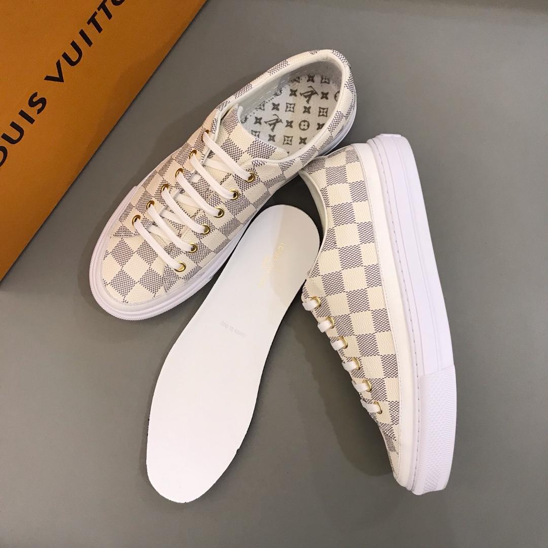 lv Perfect Quality Sneakers White and Damier Graphite print with white sole MS02845