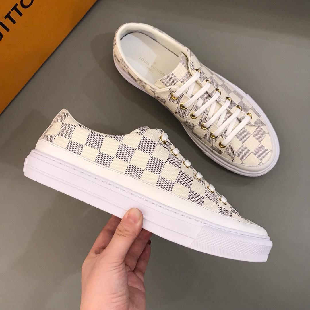 lv Perfect Quality Sneakers White and Damier Graphite print with white sole MS02845