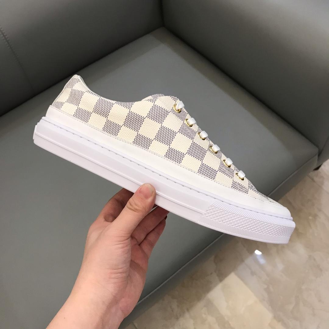 lv Perfect Quality Sneakers White and Damier Graphite print with white sole MS02845