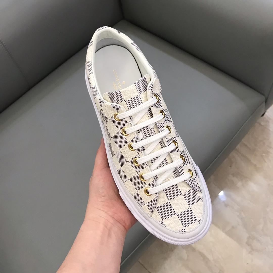 lv Perfect Quality Sneakers White and Damier Graphite print with white sole MS02845