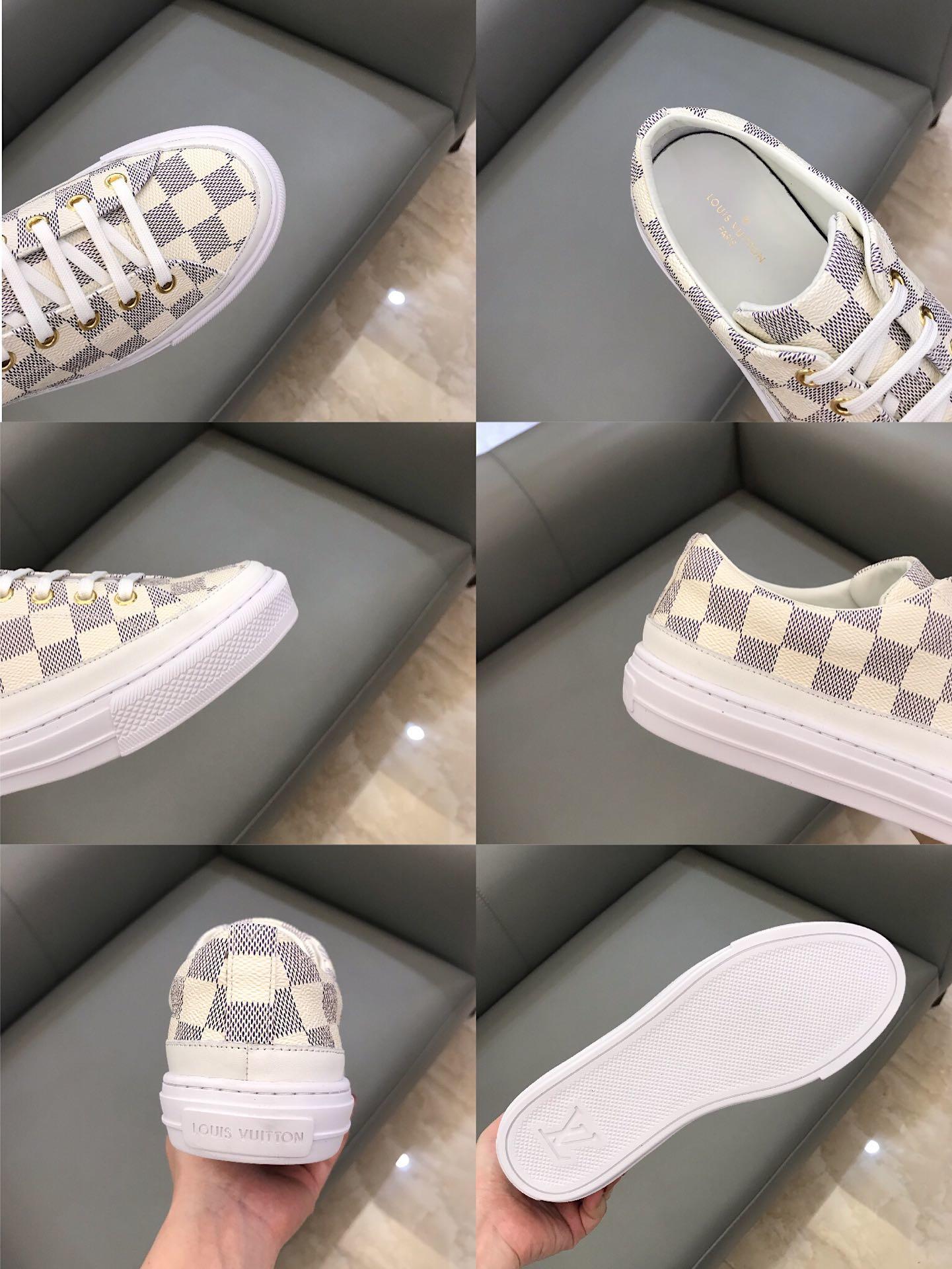 lv Perfect Quality Sneakers White and Damier Graphite print with white sole MS02845