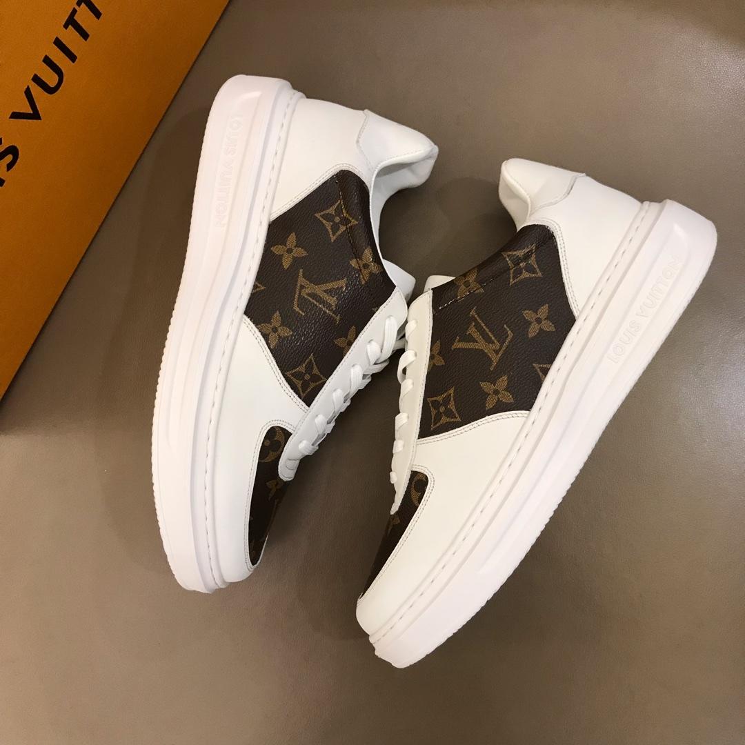 lv Perfect Quality Sneakers White and brown Monogram print with white sole MS021026