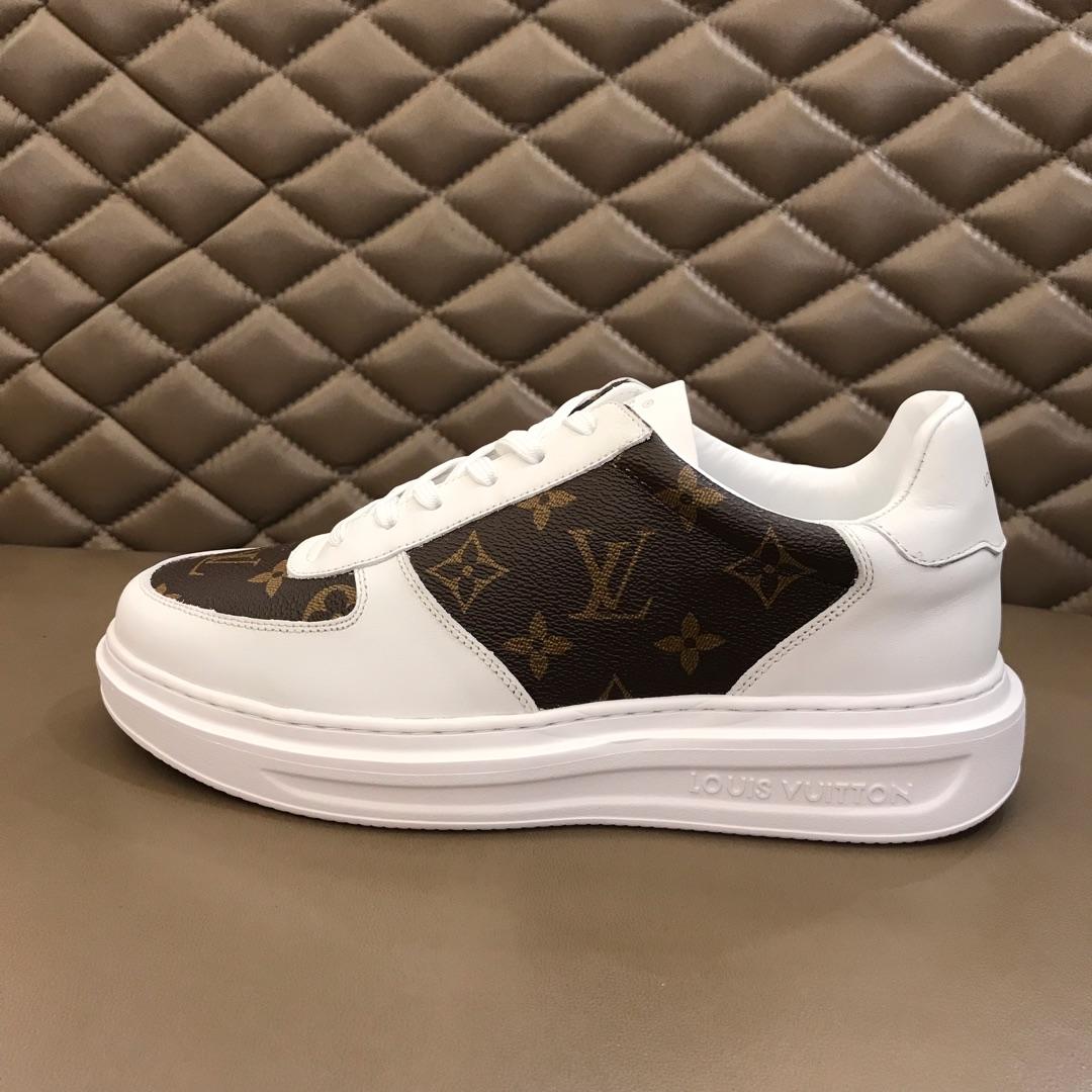 lv Perfect Quality Sneakers White and brown Monogram print with white sole MS021026