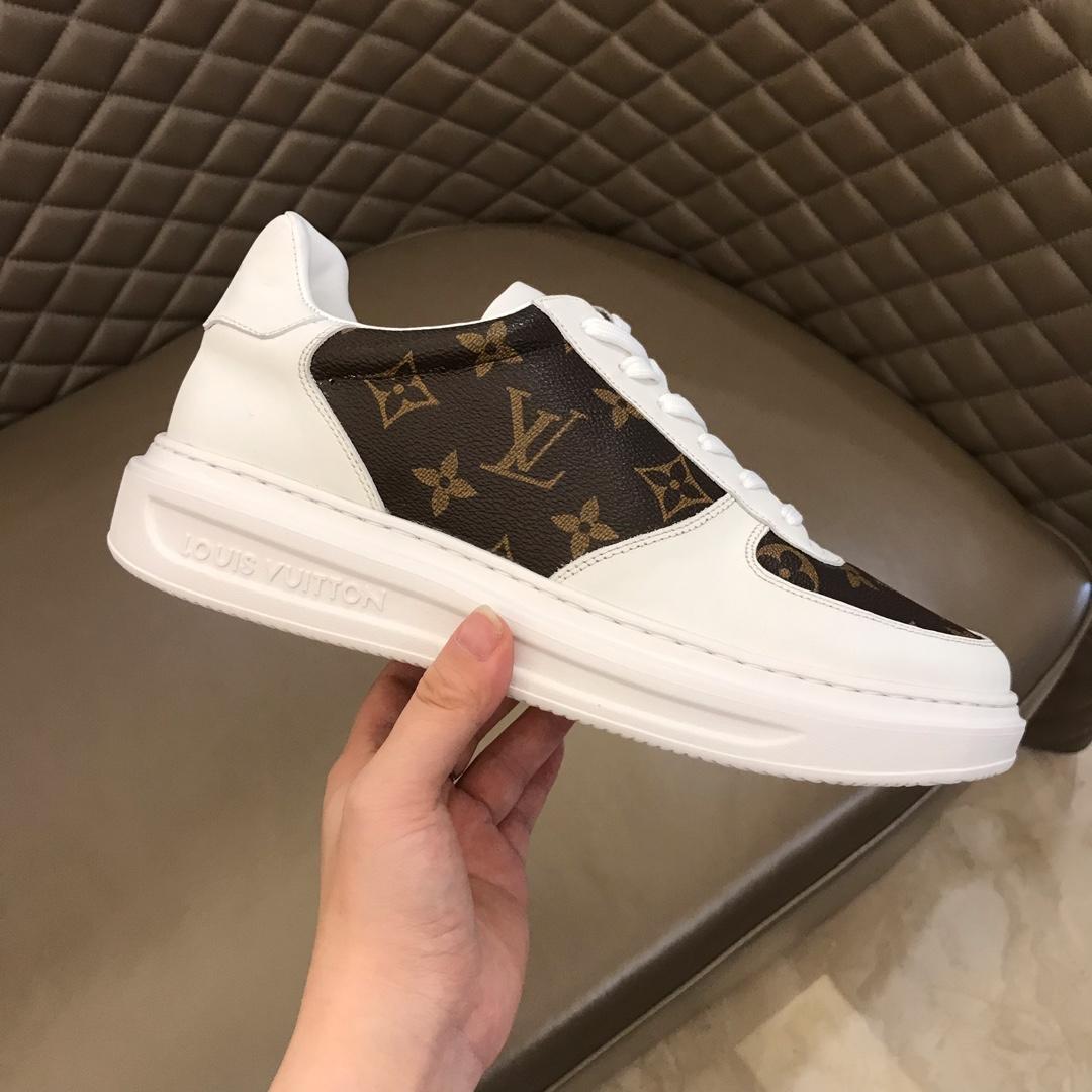 lv Perfect Quality Sneakers White and brown Monogram print with white sole MS021026