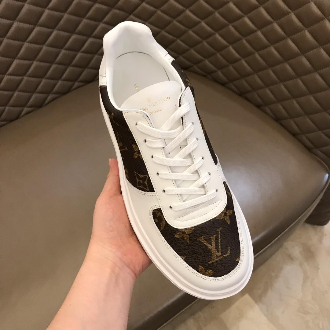 lv Perfect Quality Sneakers White and brown Monogram print with white sole MS021026