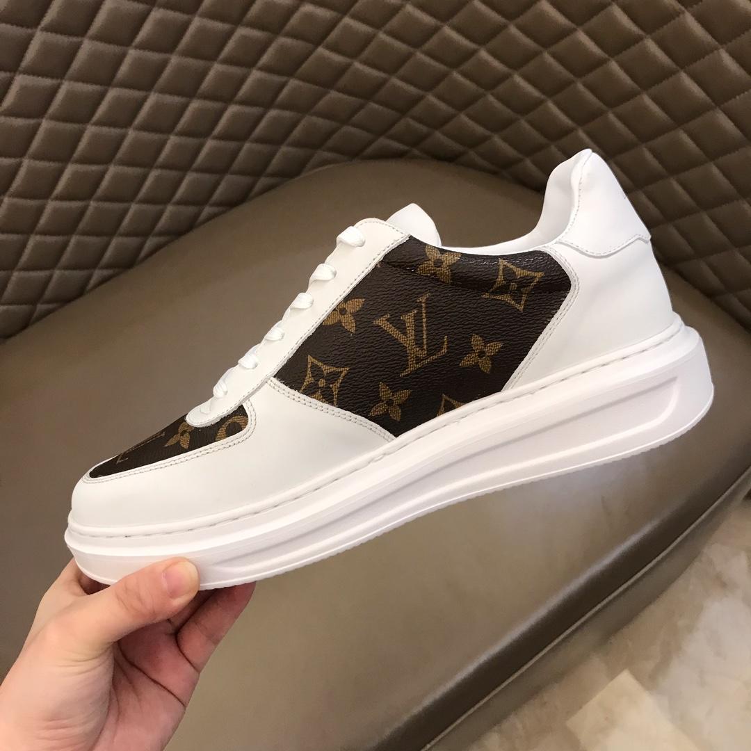 lv Perfect Quality Sneakers White and brown Monogram print with white sole MS021026