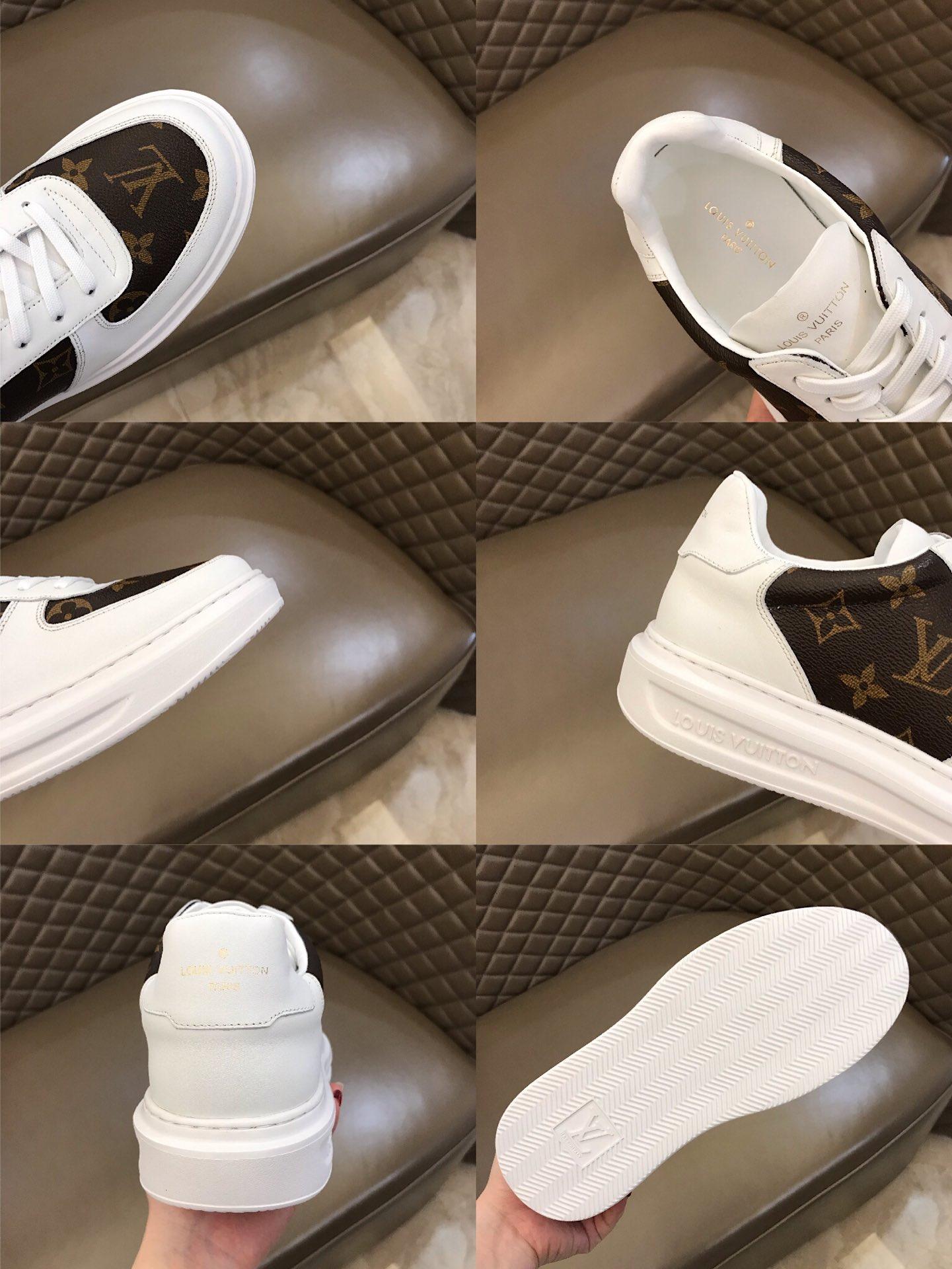 lv Perfect Quality Sneakers White and brown Monogram print with white sole MS021026