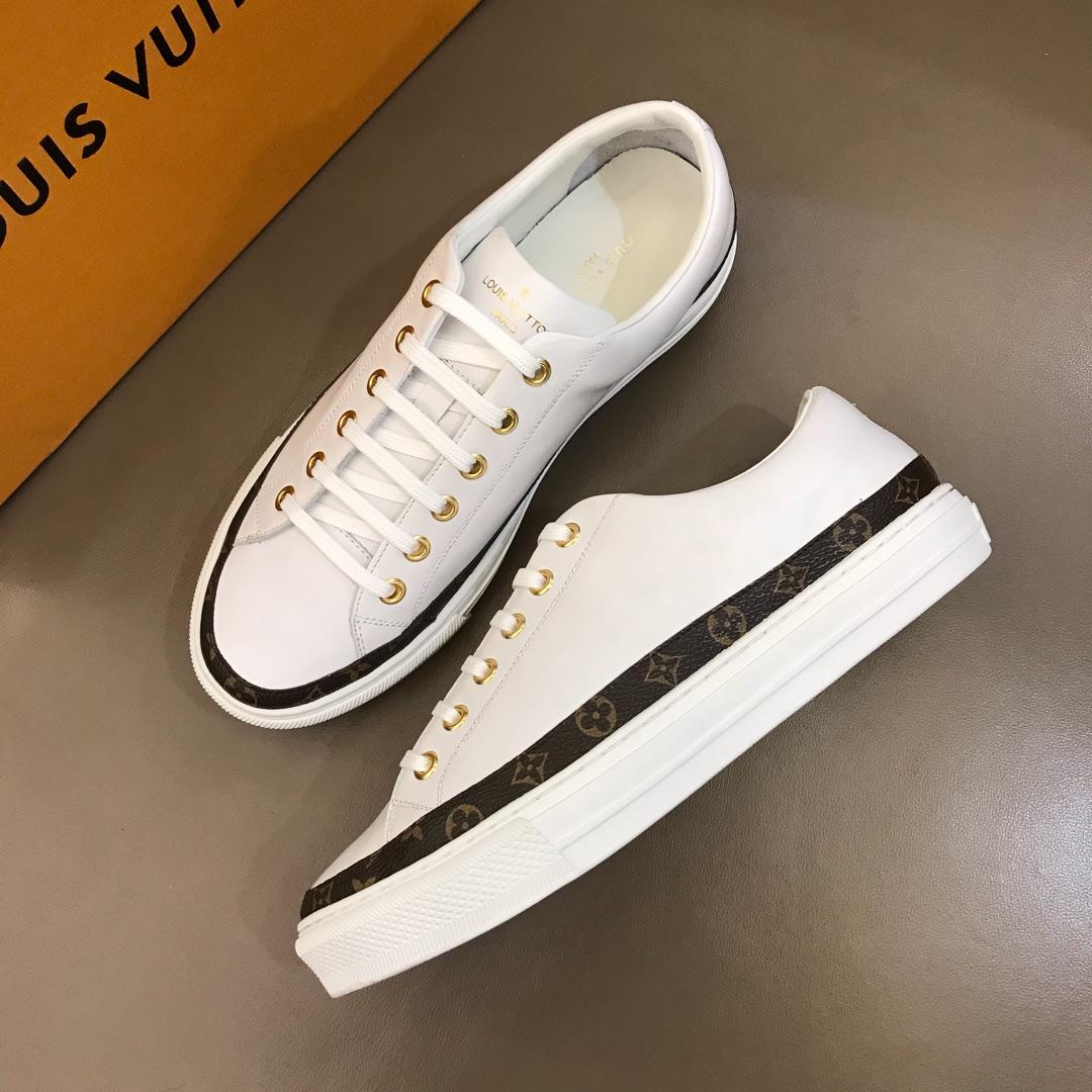 lv Perfect Quality Sneakers White and brown Monogram detail with white sole MS02830