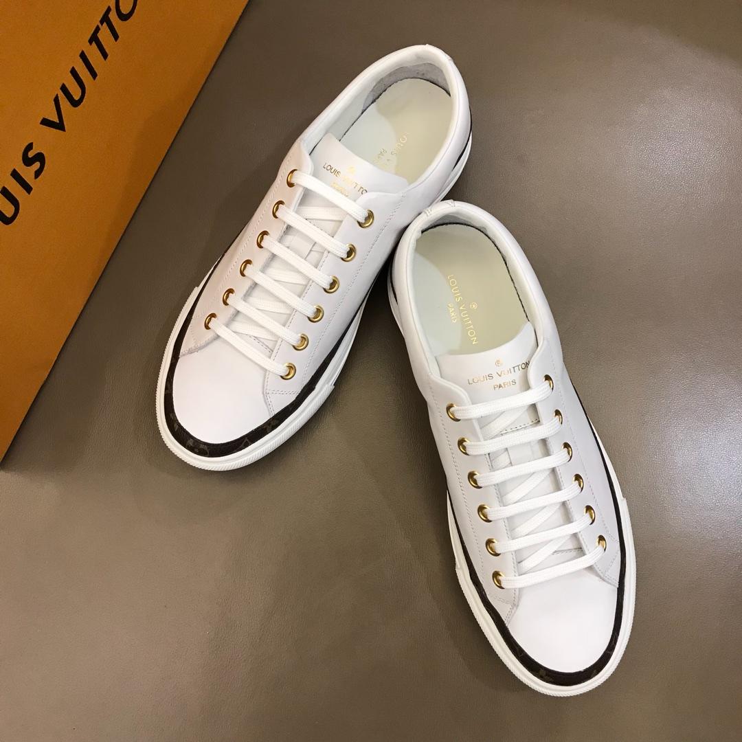 lv Perfect Quality Sneakers White and brown Monogram detail with white sole MS02830