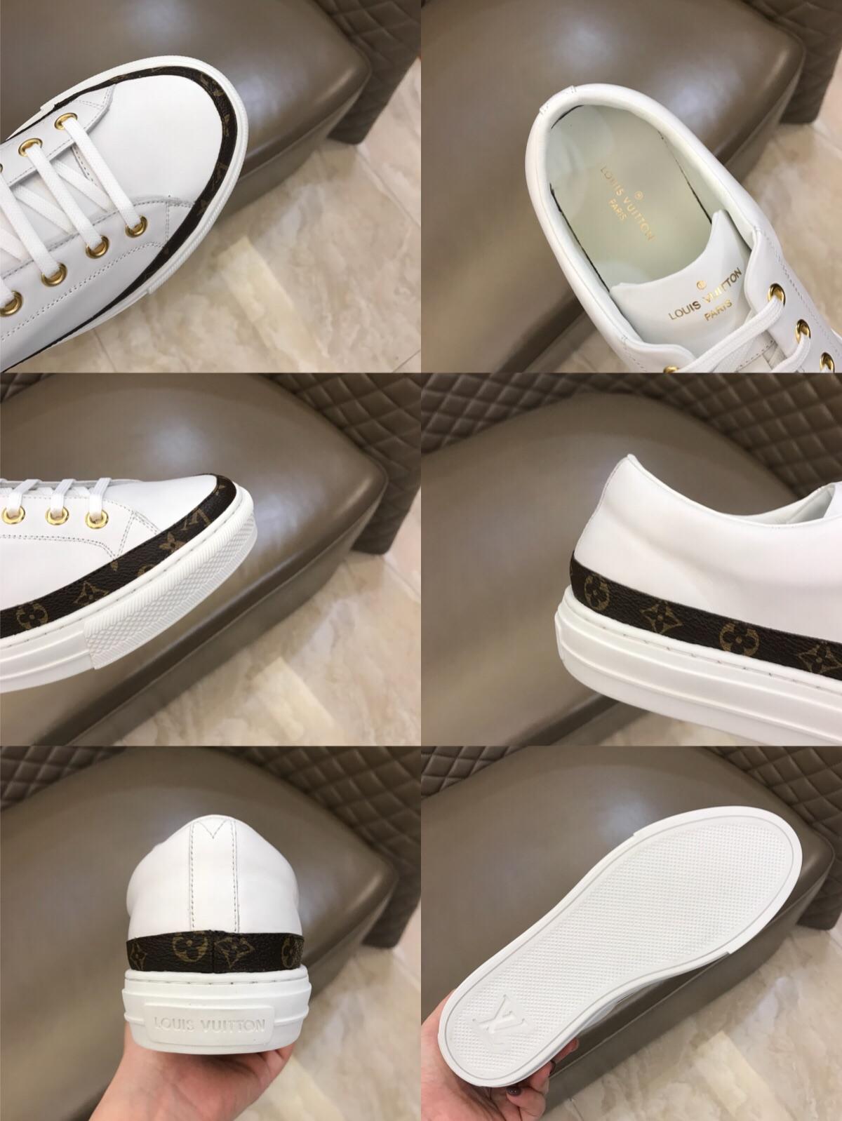 lv Perfect Quality Sneakers White and brown Monogram detail with white sole MS02830