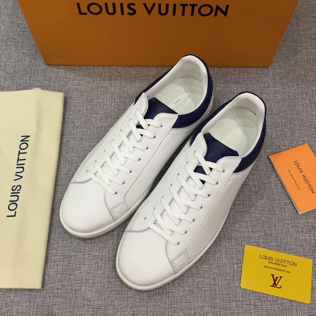 lv Perfect Quality Sneakers White and blue trim details and white sole MS071091