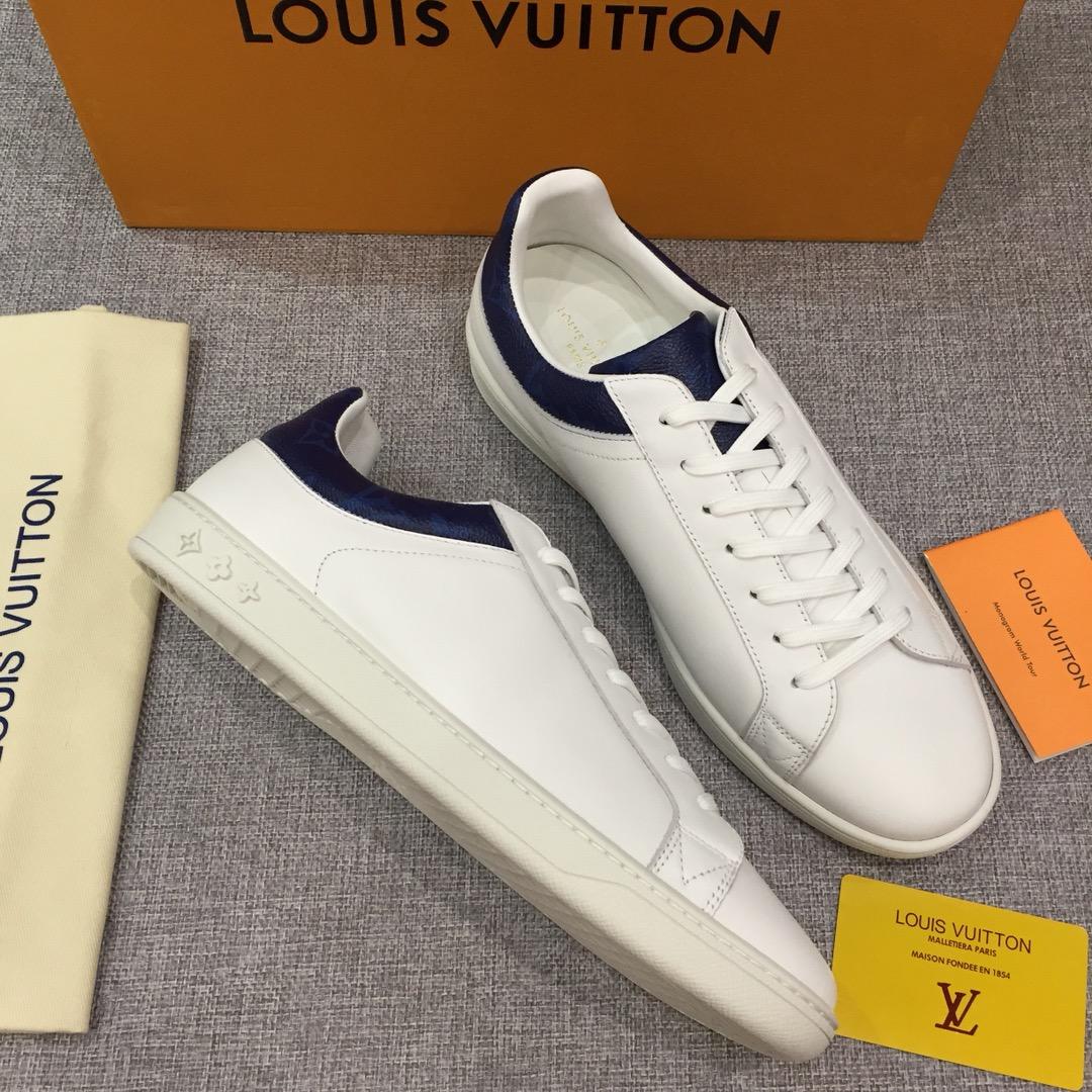 lv Perfect Quality Sneakers White and blue trim details and white sole MS071091