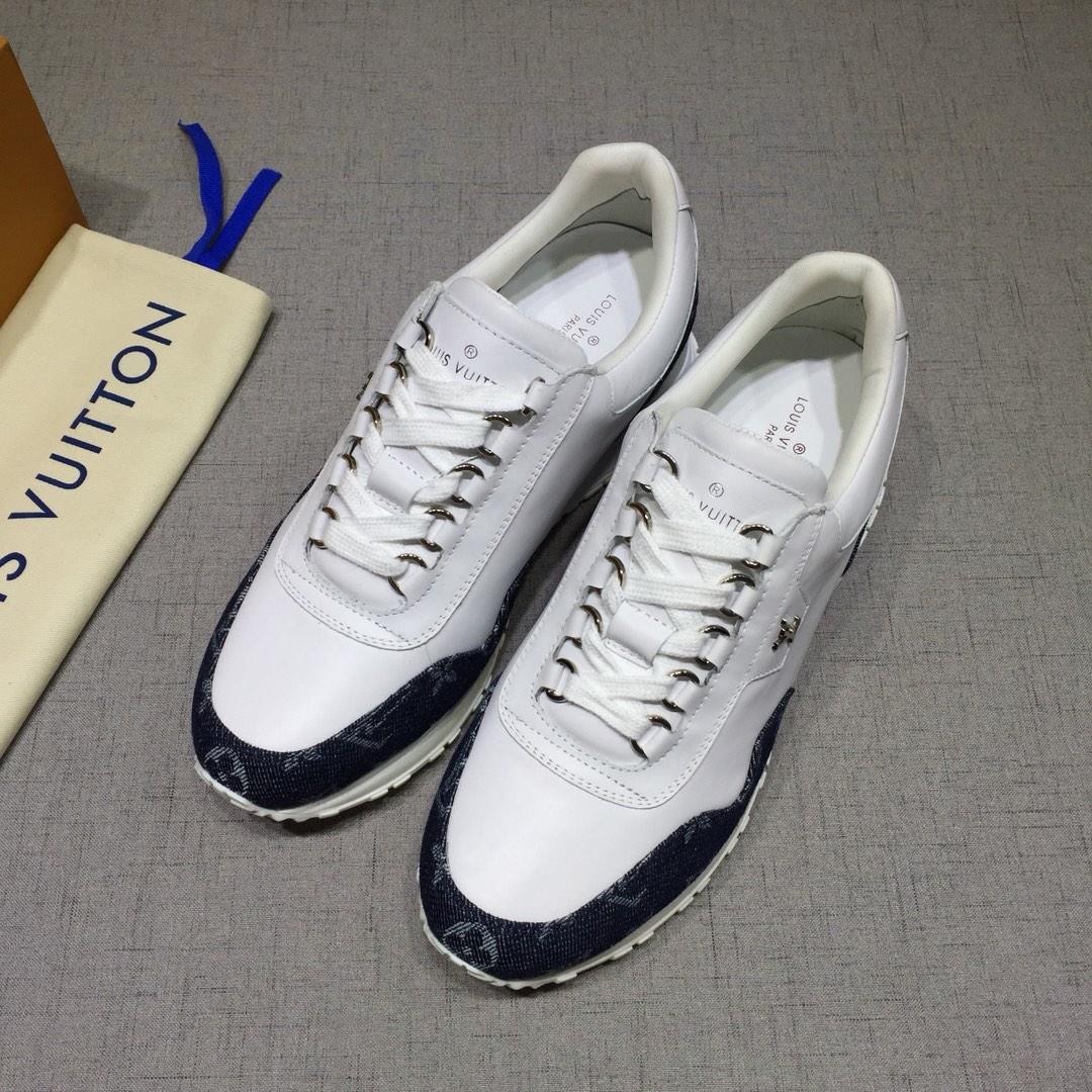 lv Perfect Quality Sneakers White and blue Monogram detail with white sole MS071092