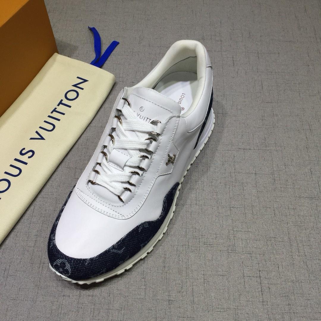 lv Perfect Quality Sneakers White and blue Monogram detail with white sole MS071092