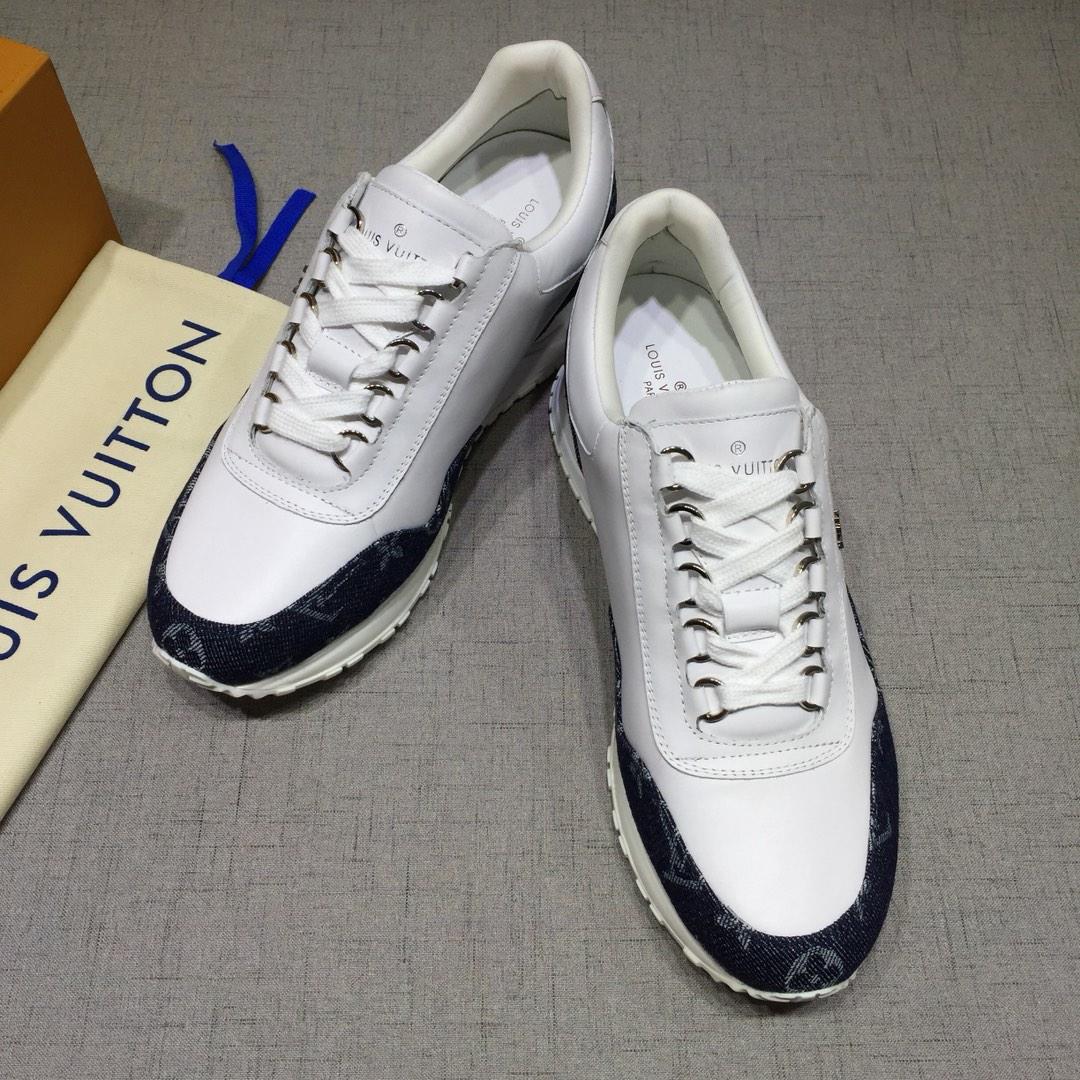 lv Perfect Quality Sneakers White and blue Monogram detail with white sole MS071092