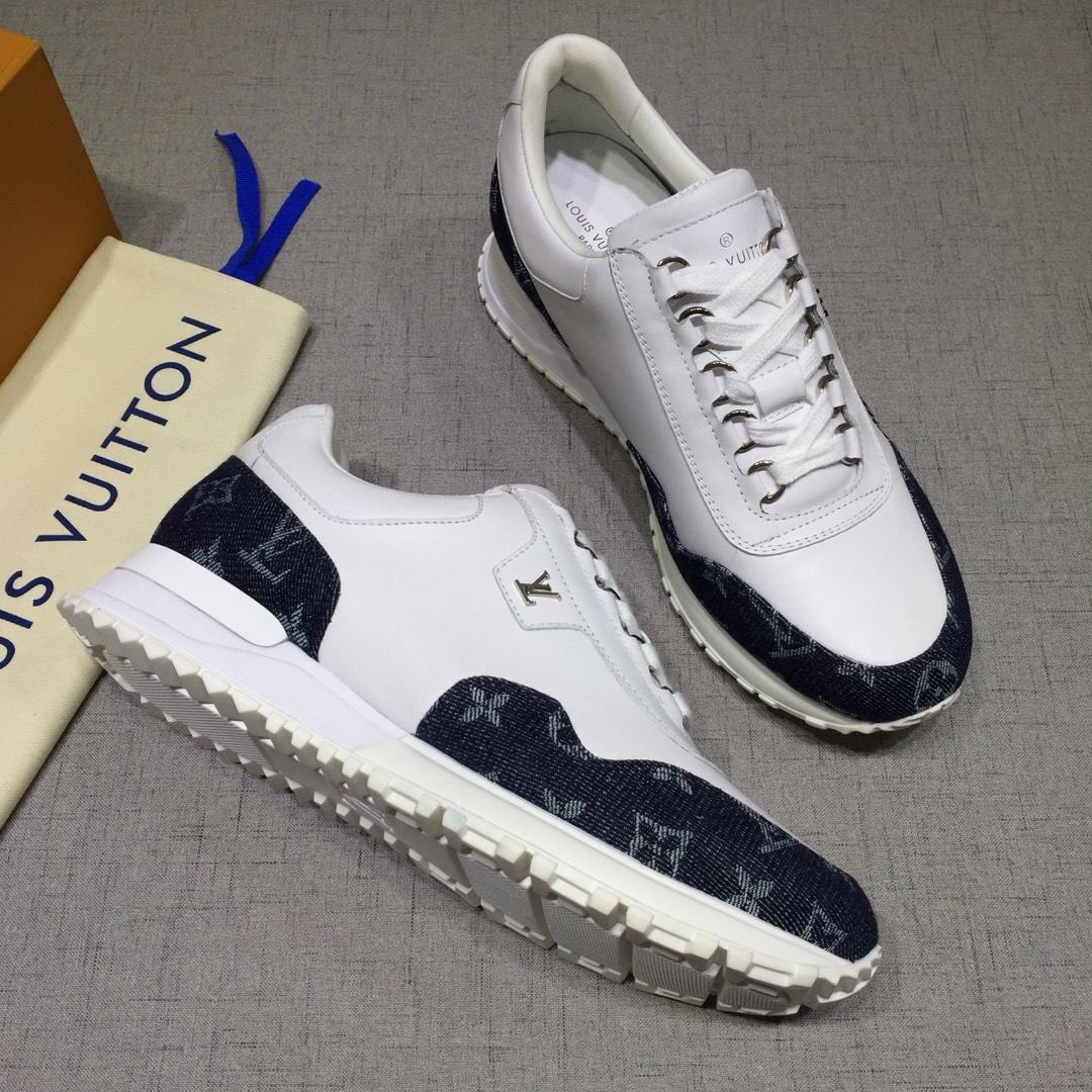 lv Perfect Quality Sneakers White and blue Monogram detail with white sole MS071092