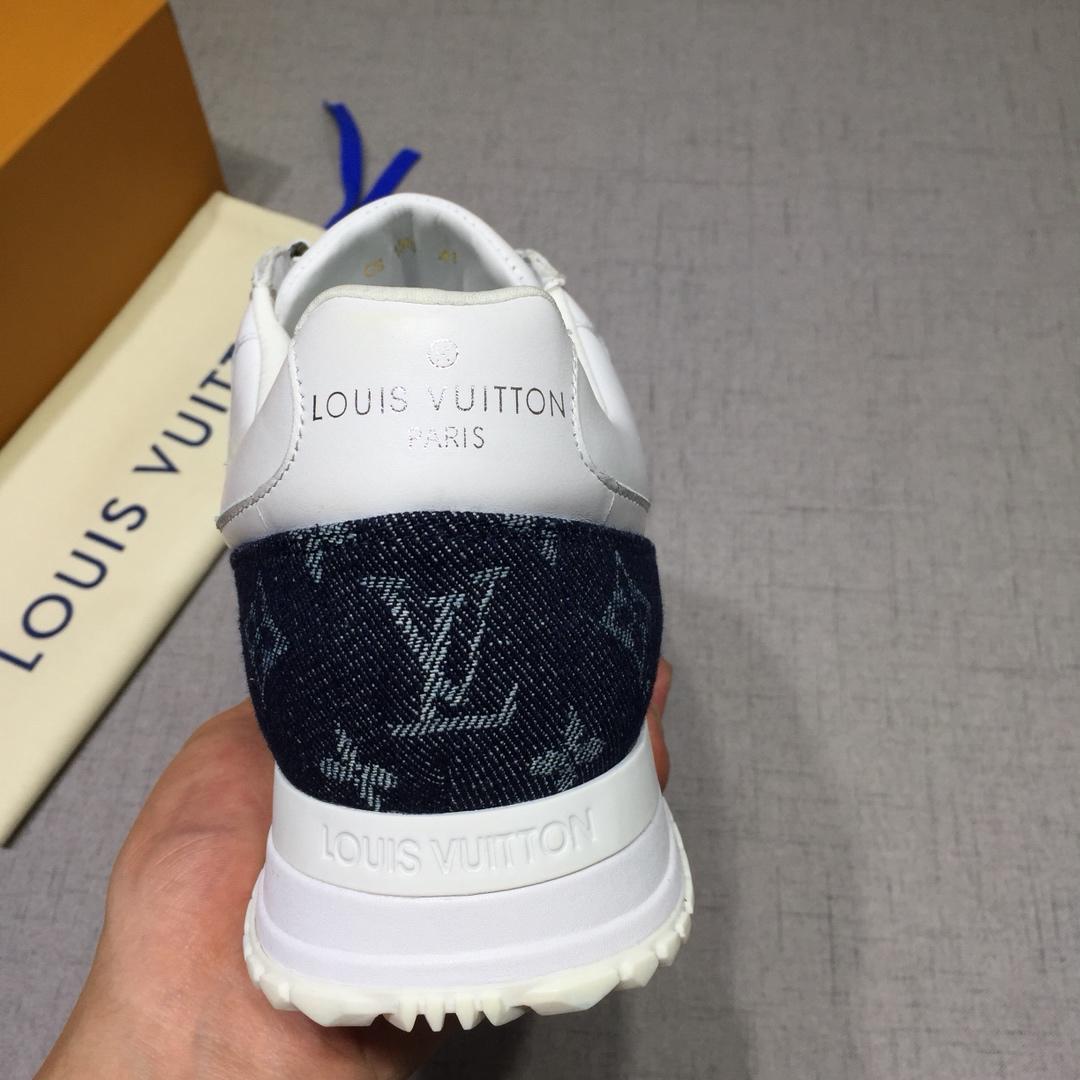 lv Perfect Quality Sneakers White and blue Monogram detail with white sole MS071092